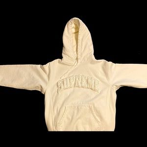 White/Cream Supreme Hoodie Size Medium